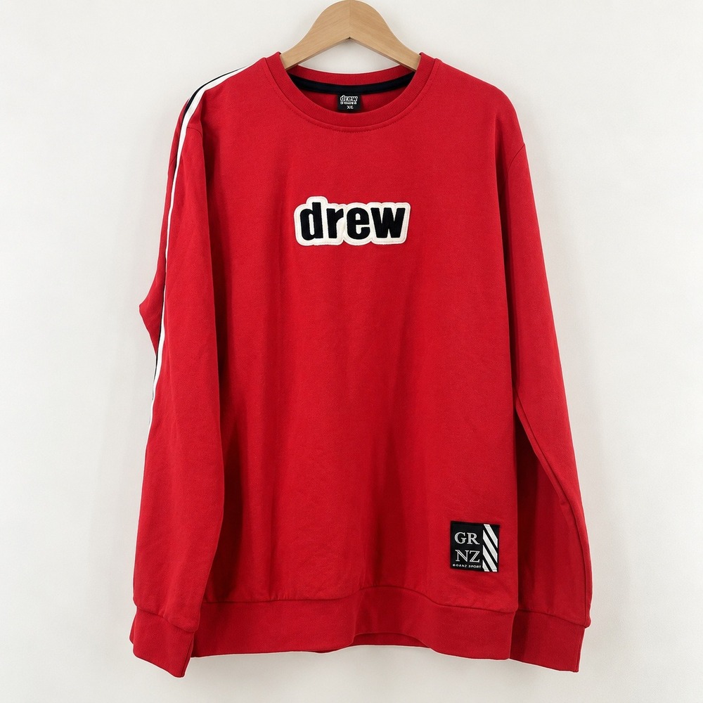 David & Gerenzo Streetwear Sweatshirt Mens XXL Red Drew Patch Hypebeast Gorpcore